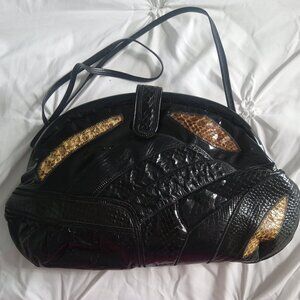 Vintage Palizzio Black Snakeskin Clutch